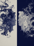 The Space Between two faces art print, cream and indigo romantic wall art, flat print preview